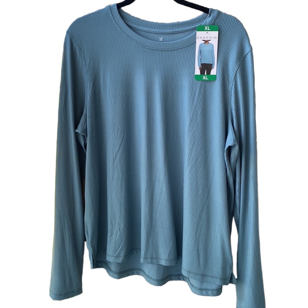NWT 🦋 Danskin Ladies' Ribbed Long Sleeve Active Long Top, Soft+Silky, Loose Fit
